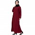 A-line abaya with piping at sleeves-Maroon-black